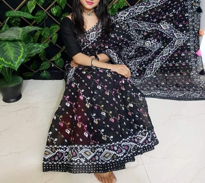 Half Silk Handprited Sarees